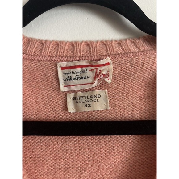 Vintage Alan Paine Mens 42 V Neck Shetland Wool Made In England Sweater Vest - Picture 2 of 5